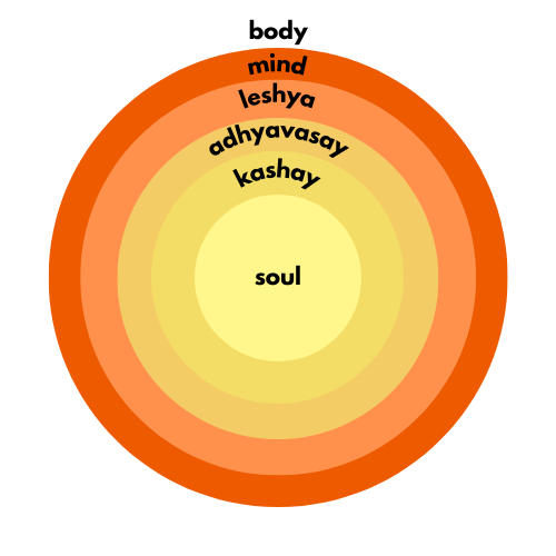 A diagram depicting the different elements constituent between the soul and the body.